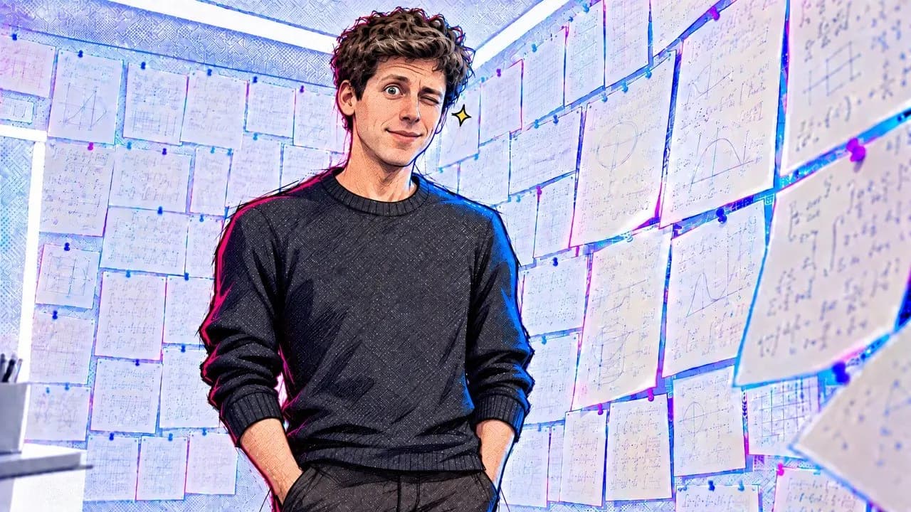 The same keyframe with Sam Altman's face redrawn to match earlier shots